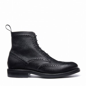 Solovair Grain-Calf 6 Eye Derby Men Brogue Boots Black | 019-BK-CC-065