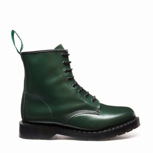 Solovair Hi-Shine 8 Eye Men Derby Boots Green | S8-551-GN-G-030