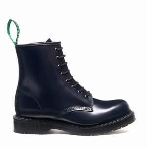 Solovair Hi-Shine 8 Eye Men Derby Boots Navy | S8-551-NV-G-035