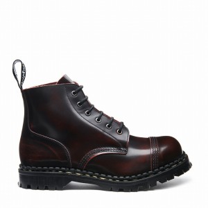 Solovair Rub-Off 6 Eye Steel Toe Capped Men Derby Boots Burgundy | GF6-1710-BUR-RO-030