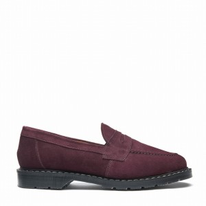 Solovair Suede Penny Men Loafers Burgundy | S0-970-AM-SUE-G-040