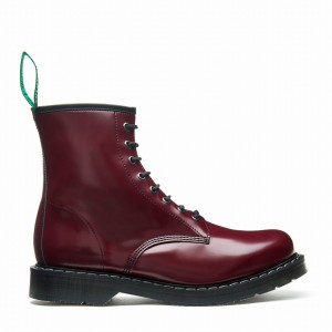 Solovair Vegan Hi-Shine 8 Eye Men Derby Boots Red | VS8-551-OX-VEG-G-040