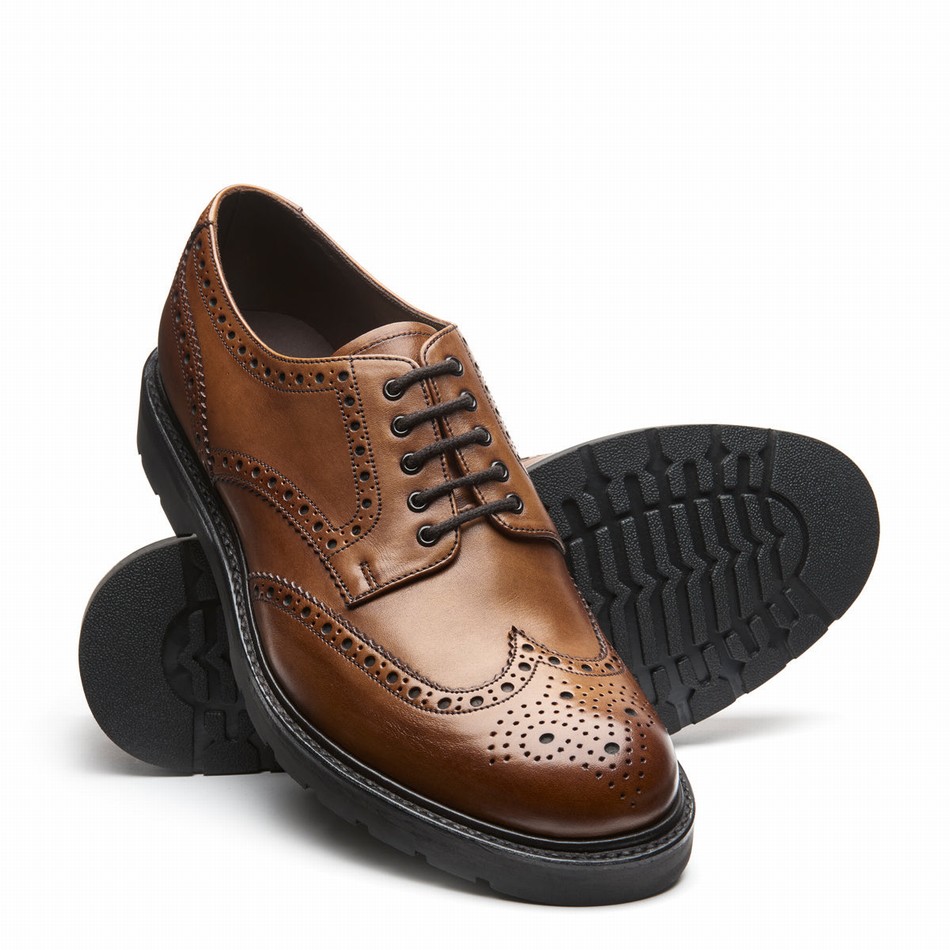 Solovair 5 Eye Gibson Men Brogue Shoes Brown | LS5-813-TAN-B-060