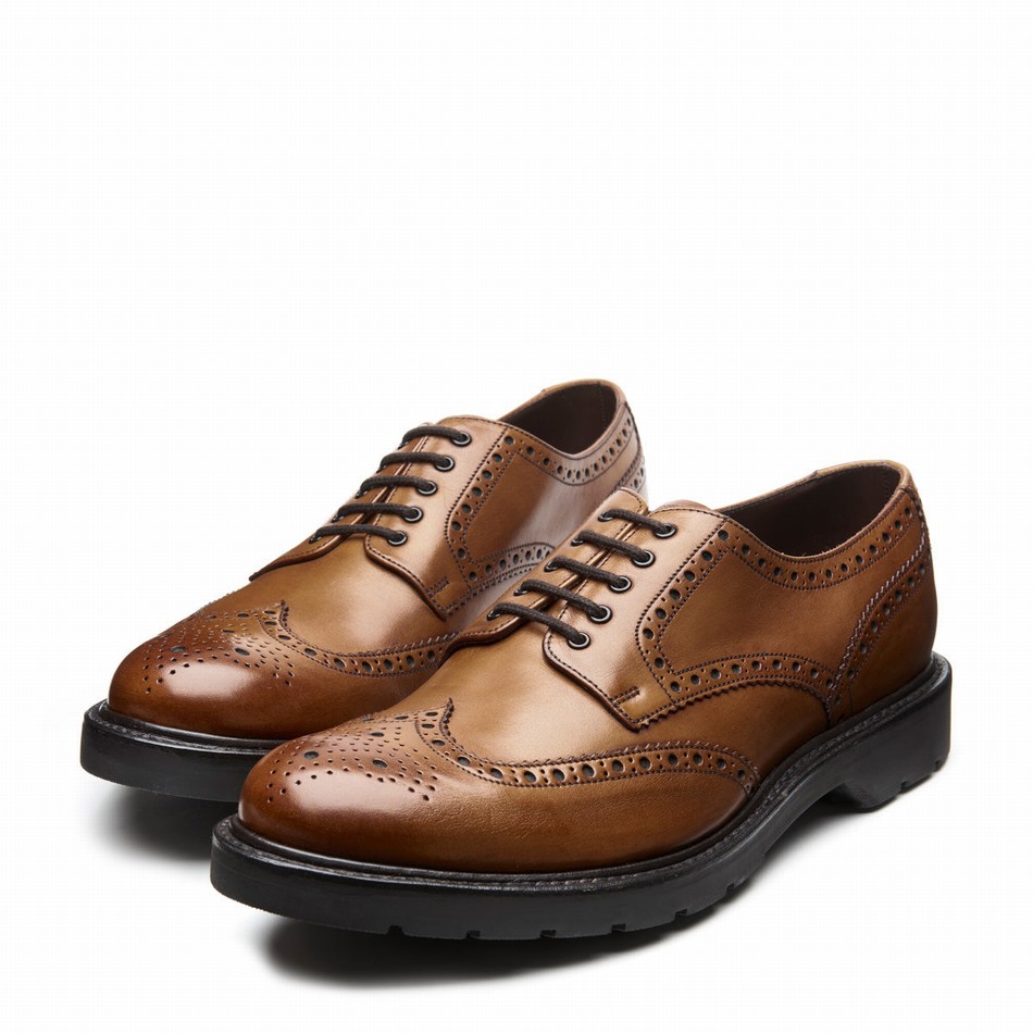 Solovair 5 Eye Gibson Men Brogue Shoes Brown | LS5-813-TAN-B-060