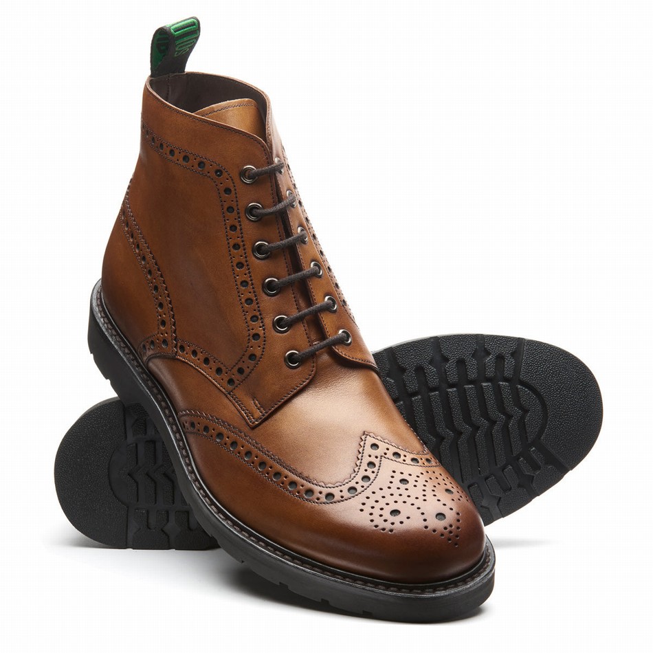 Solovair 6 Eye Derby Men Brogue Boots Brown | LS6-019-TAN-B-060