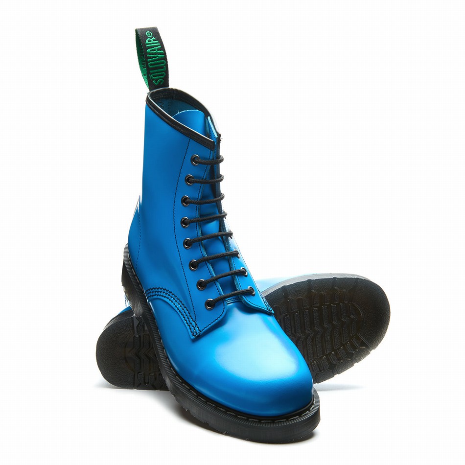 Solovair 8 Eye Men Derby Boots Blue | S8-551-BL-NN-G-075