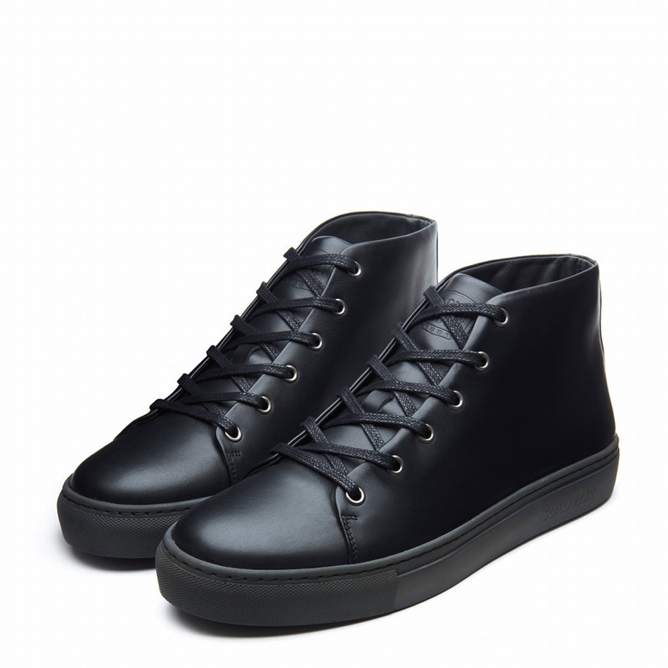 Solovair Calf High Top Women Sneakers Black | S6-HTP-BK-BS-030