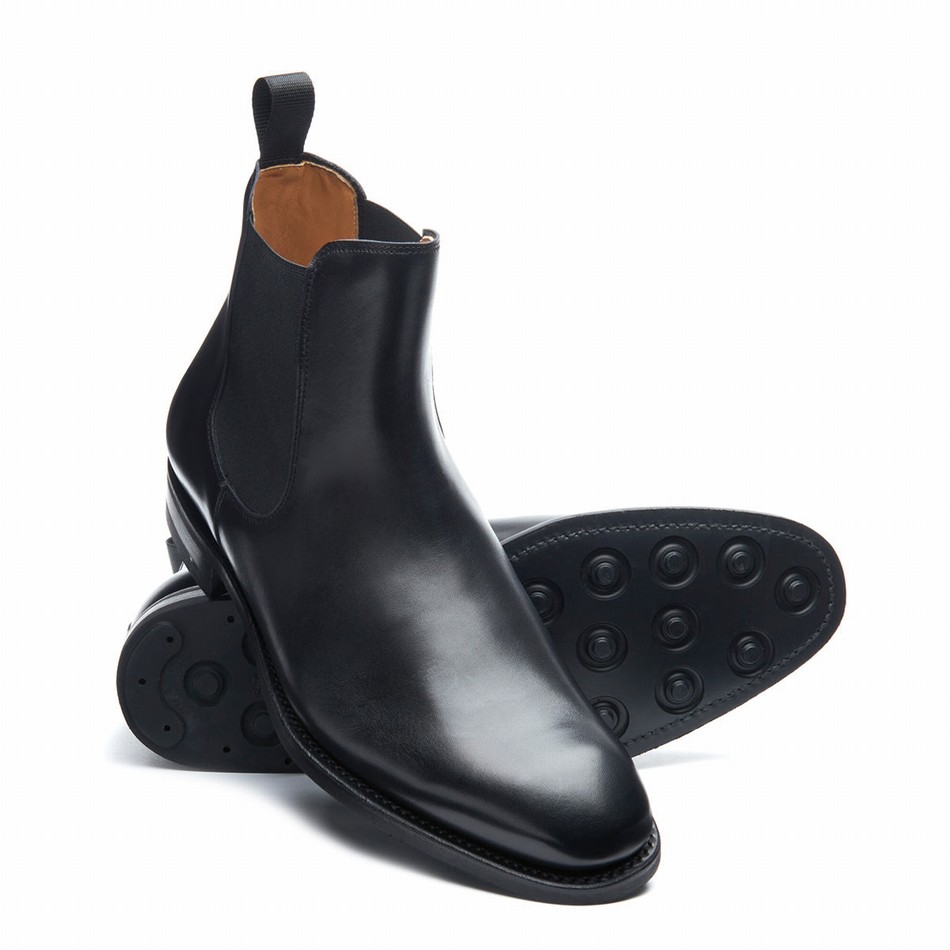 Solovair Calf Men Chelsea Boots Black | 101-BK-PC-060