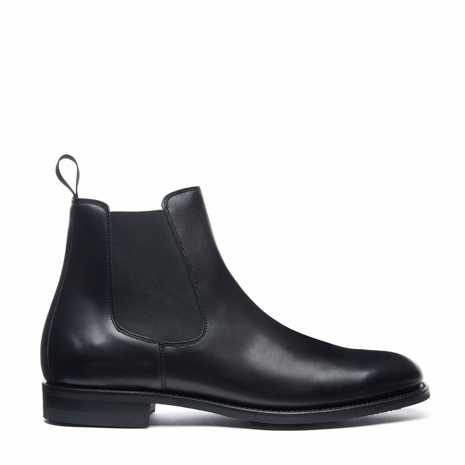 Solovair Calf Men Chelsea Boots Black | 101-BK-PC-060