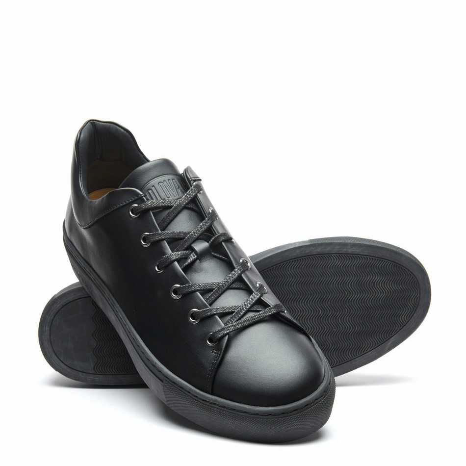 Solovair Calf Women Sneakers Black | S6-SNE-BK-BS-030