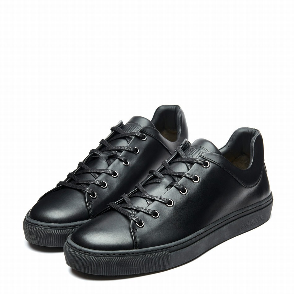 Solovair Calf Women Sneakers Black | S6-SNE-BK-BS-030