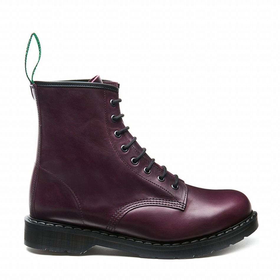 Solovair Gaucho 8 Eye Women Derby Boots Burgundy | S8-551-CH-BUR-G-030