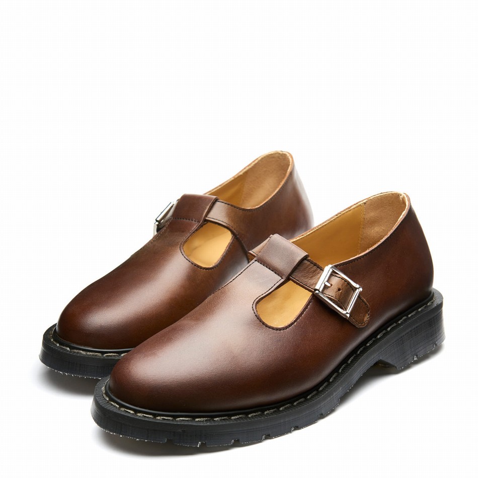 Solovair Gaucho Crazy Horse Men Mary Jane Shoes Brown | S0-393-CH-G-030