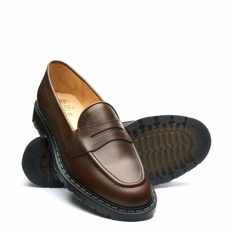 Solovair Gaucho Crazy Horse Penny Men Loafers Brown | S0-970-CH-G-030