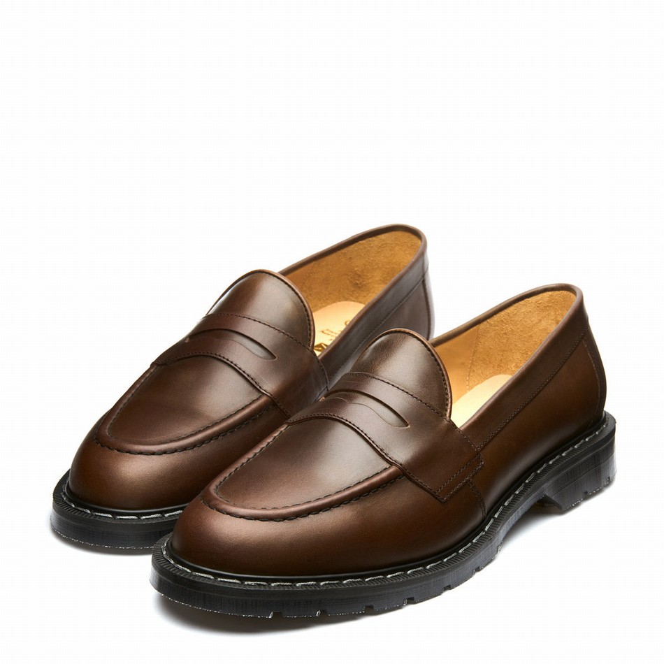 Solovair Gaucho Crazy Horse Penny Men Loafers Brown | S0-970-CH-G-030