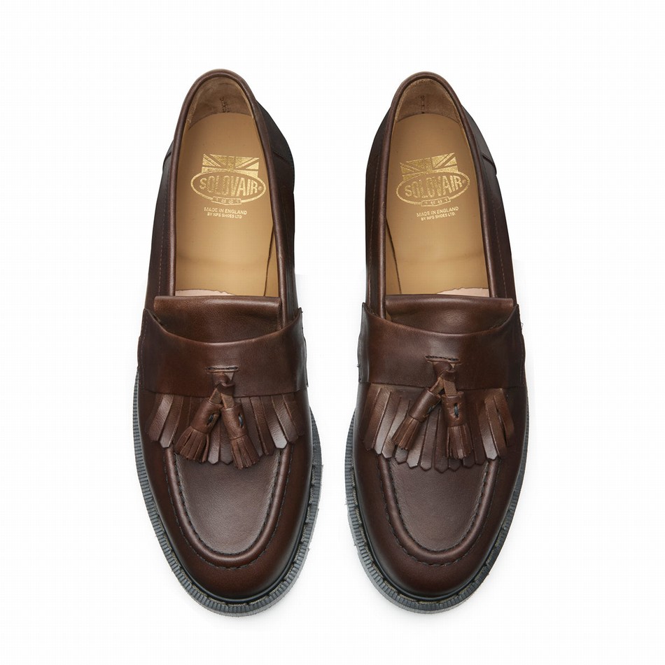 Solovair Gaucho Crazy Horse Tassel Men Loafers Brown | S0-1022-CH-G-030