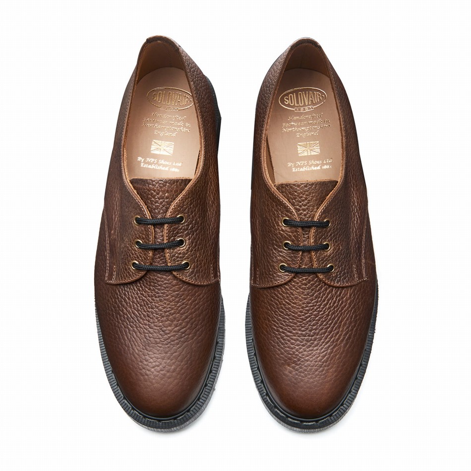 Solovair Grain Men Gibson Shoes Brown | S3-995-CH-SoftG-G-030