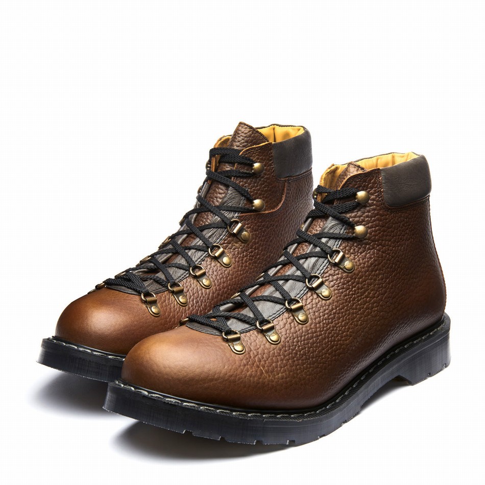 Solovair Grain Urban Men Hiking Boots Brown | 455-037-030