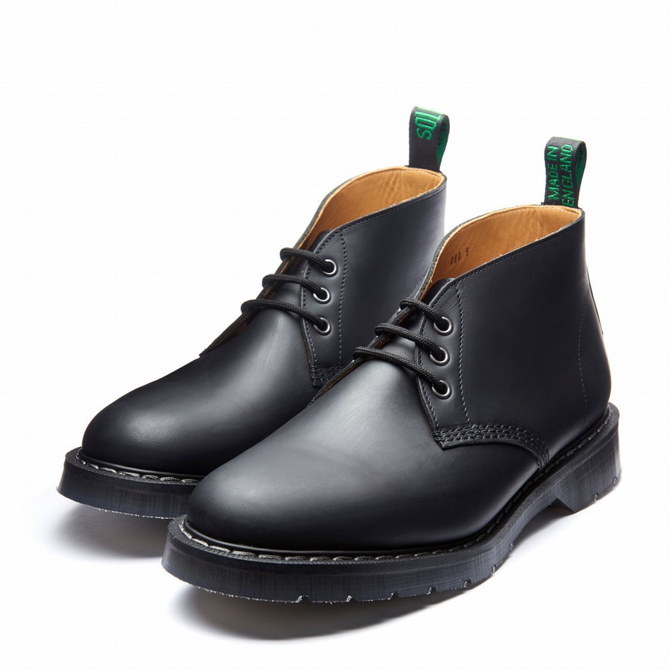 Solovair Greasy 3 Eye Men Chukka Boots Black | S3-080-BG-G-030