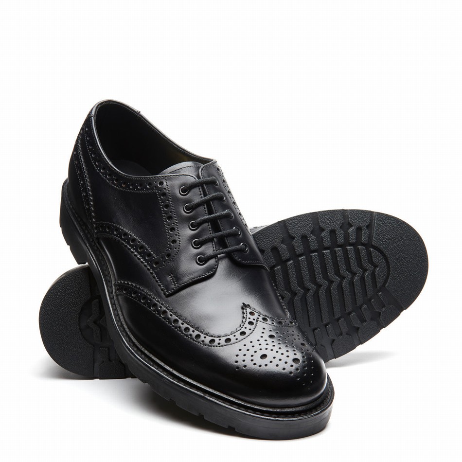 Solovair Greasy 5 Eye Gibson Men Brogue Shoes Black | LS5-813-BG-B-060