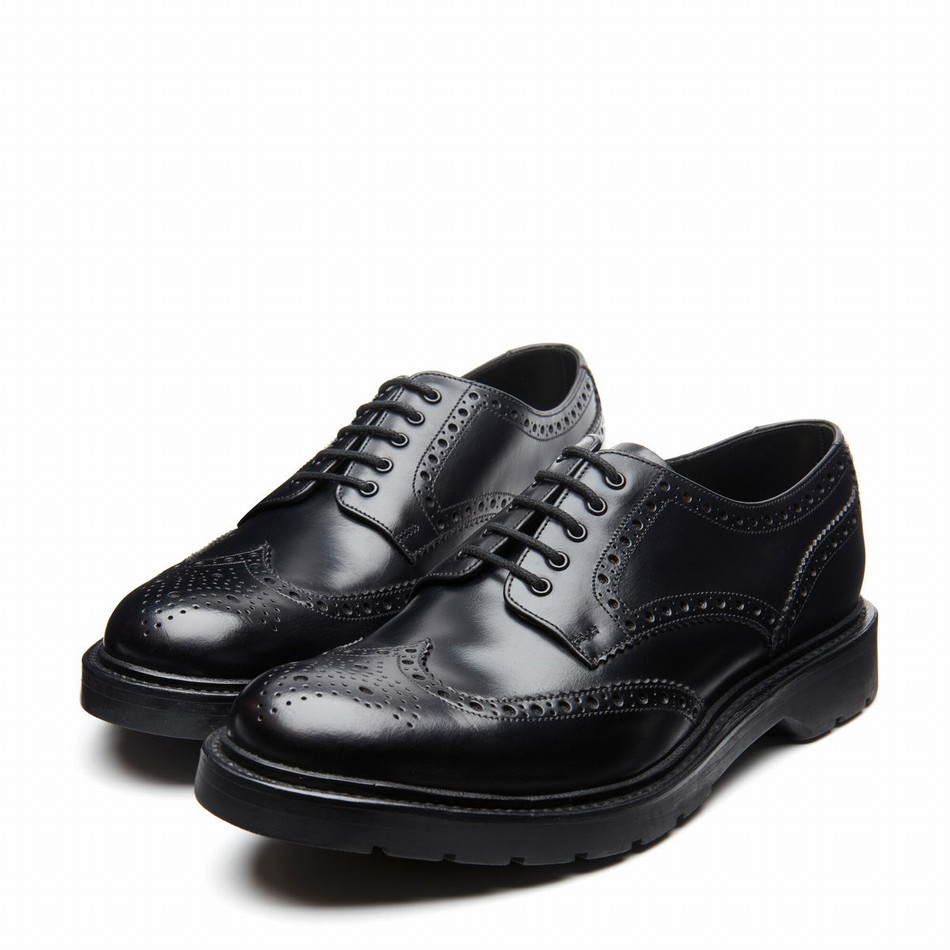 Solovair Greasy 5 Eye Gibson Men Brogue Shoes Black | LS5-813-BG-B-060