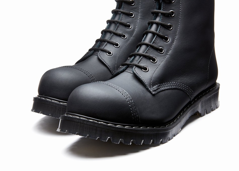 Solovair Greasy 8 Eye Steel Toe Men Derby Boots Black | SC8-1550-BG-G-060