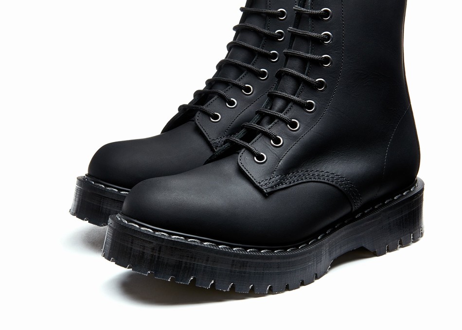 Solovair Greasy 8 Eye Zipped Platform Women Derby Boots Black | S8-551-BG-ZIP-HIGH-G-030