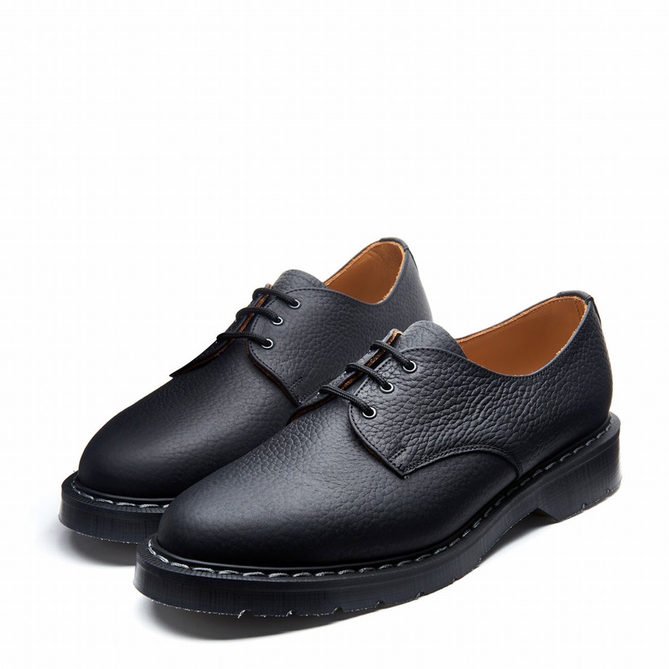 Solovair Greasy Grain Men Gibson Shoes Black | S3-995-BG-SoftG-G-030