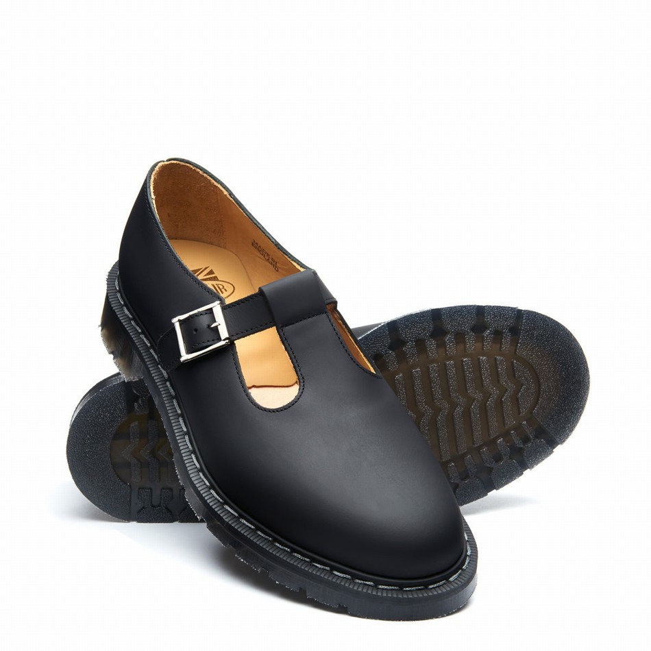 Solovair Greasy Men Mary Jane Shoes Black | S0-393-BG-G-030