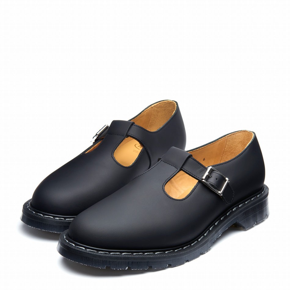 Solovair Greasy Men Mary Jane Shoes Black | S0-393-BG-G-030