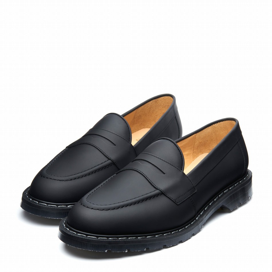 Solovair Greasy Penny Men Loafers Black | S0-970-BG-G-030