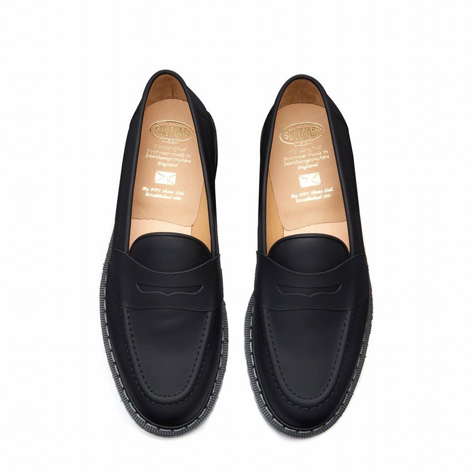 Solovair Greasy Penny Men Loafers Black | S0-970-BG-G-030