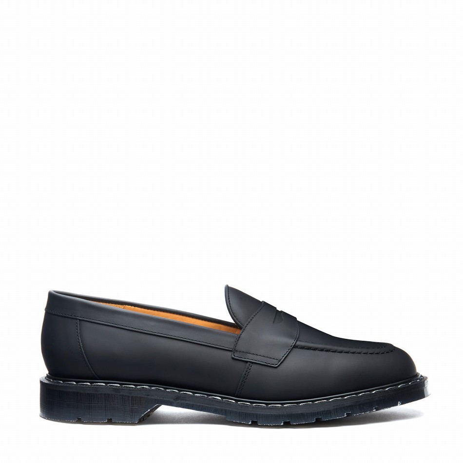 Solovair Greasy Penny Men Loafers Black | S0-970-BG-G-030