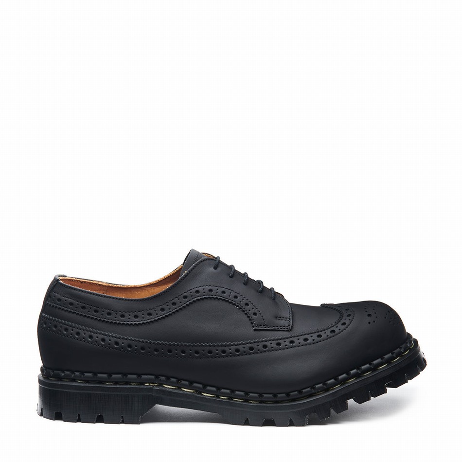 Solovair Greasy Steel Toe American Men Brogue Shoes Black | GF5-1812-BG-035