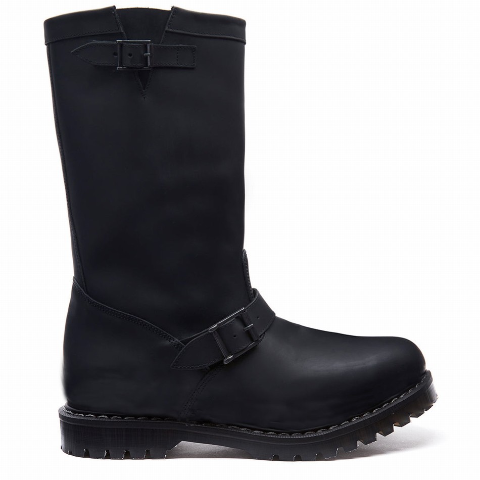 Solovair Greasy Women Biker Boots Black | SC0-1000-BG-G-065