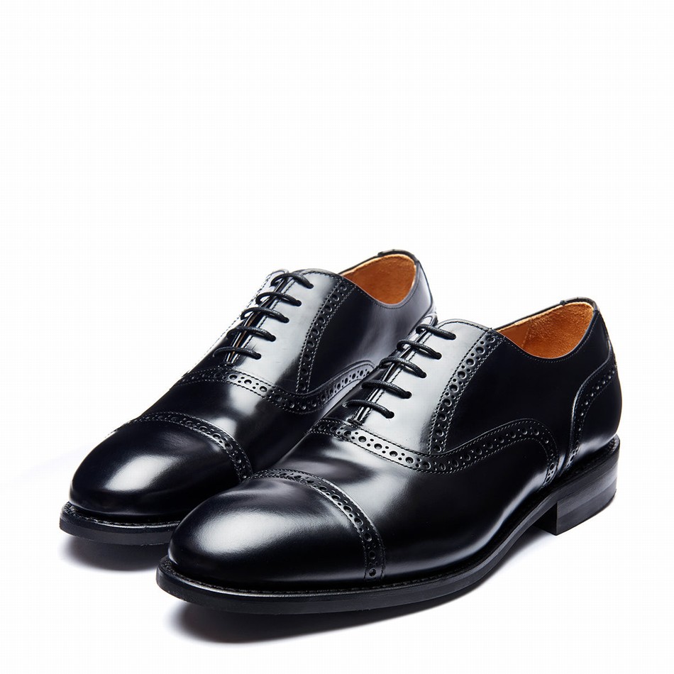 Solovair Hi-Shine 5 Eye Men Oxford Shoes Black | 097-016-060