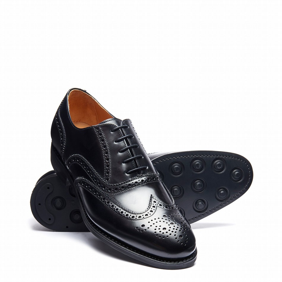 Solovair Hi-Shine 5 Eye Men Oxford Shoes Black | 091-305-060