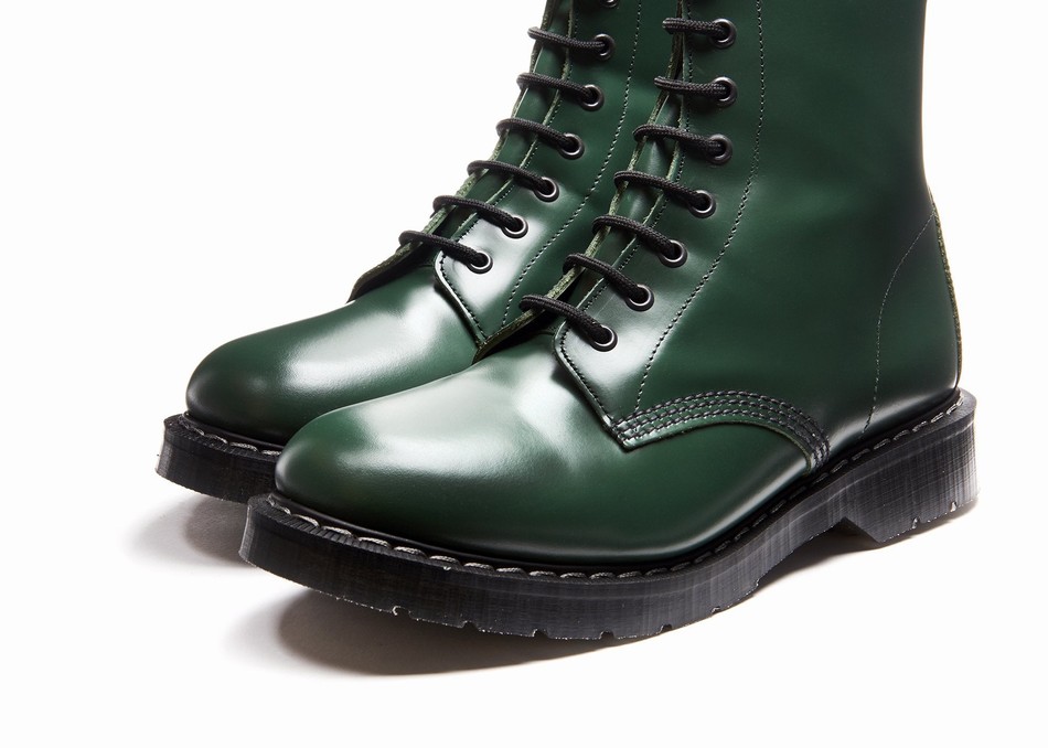 Solovair Hi-Shine 8 Eye Men Derby Boots Green | S8-551-GN-G-030