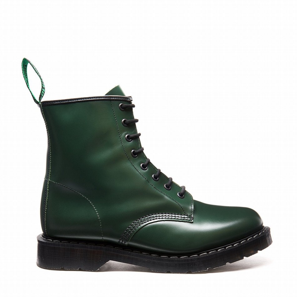 Solovair Hi-Shine 8 Eye Men Derby Boots Green | S8-551-GN-G-030