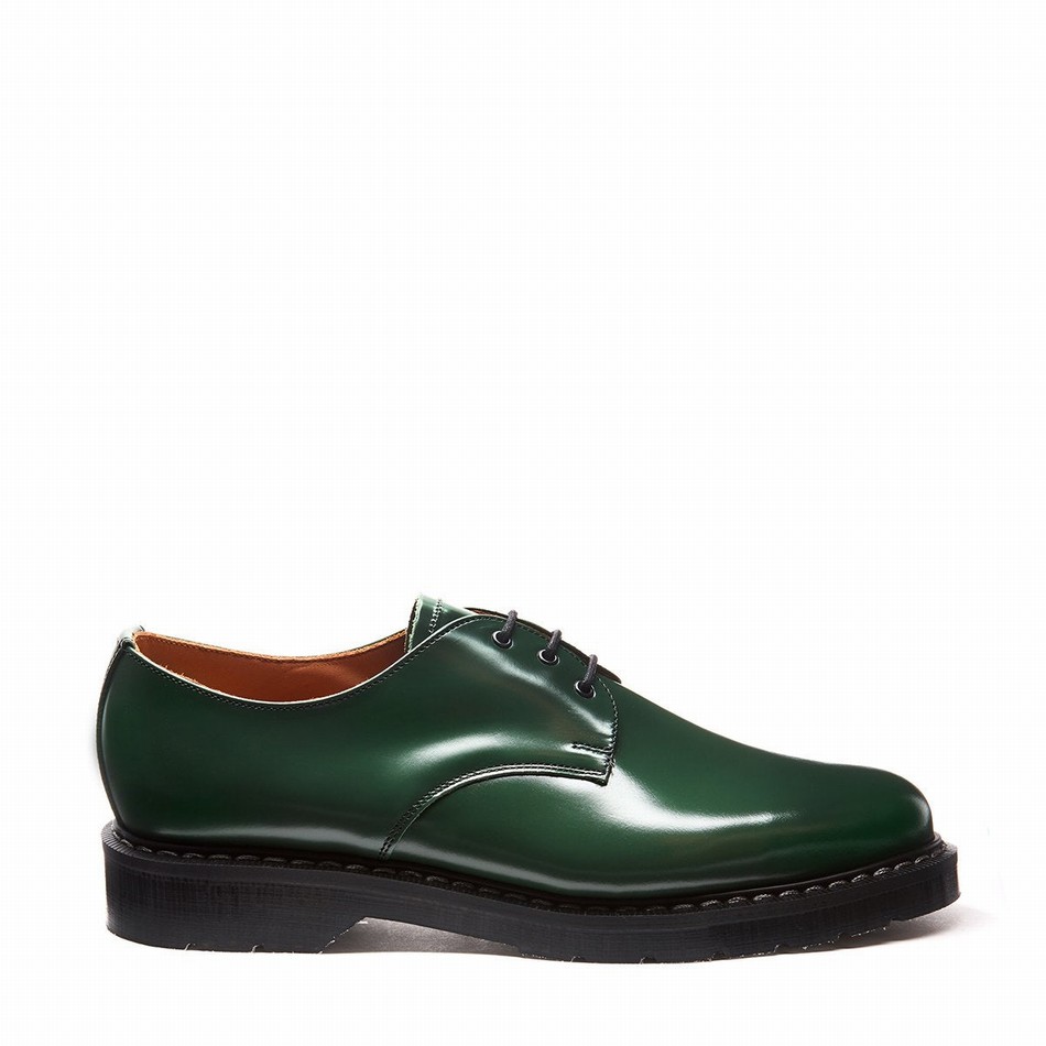 Solovair Hi-Shine Men Gibson Shoes Green | S3-995-GN-G-030