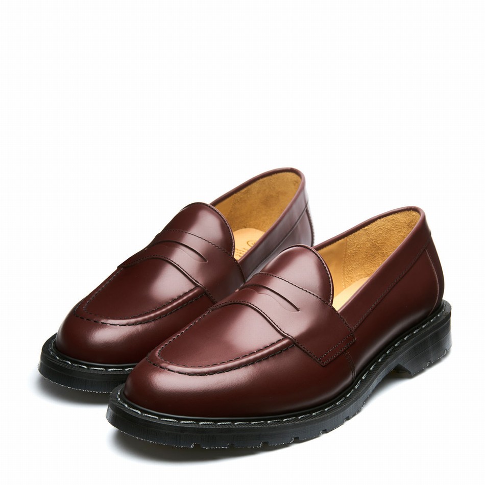 Solovair Hi-Shine Penny Women Loafers Red | S0-970-OX-G-030