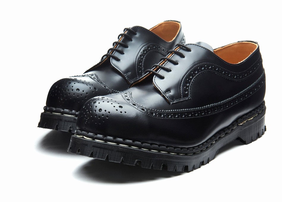 Solovair Hi-Shine Steel Toe American Women Brogue Shoes Black | GF5-1812-BK-040