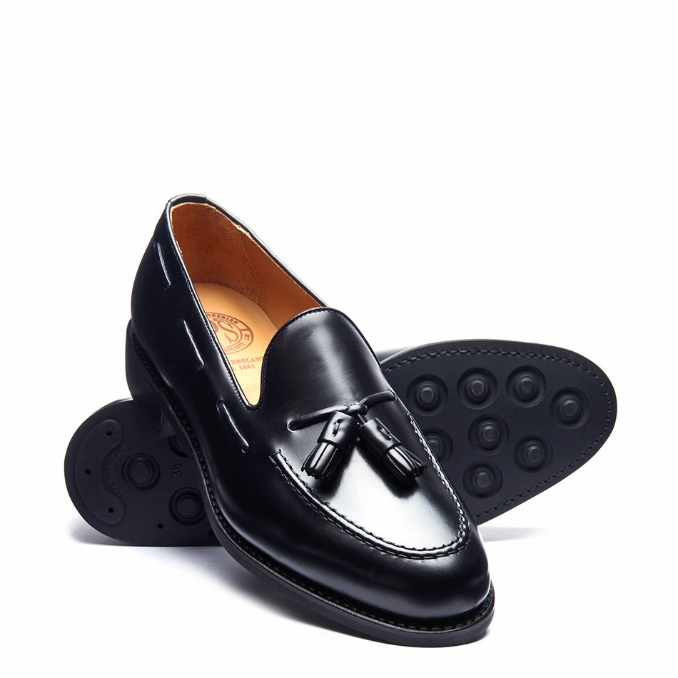 Solovair Hi-Shine Tassel Men Loafers Black | 130-131-065