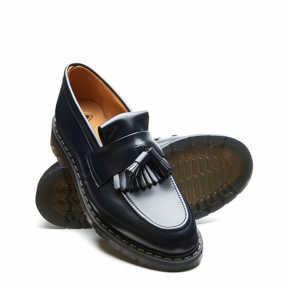 Solovair Hi-Shine Tassel Men Loafers Navy | S0-1022-NV-G-030