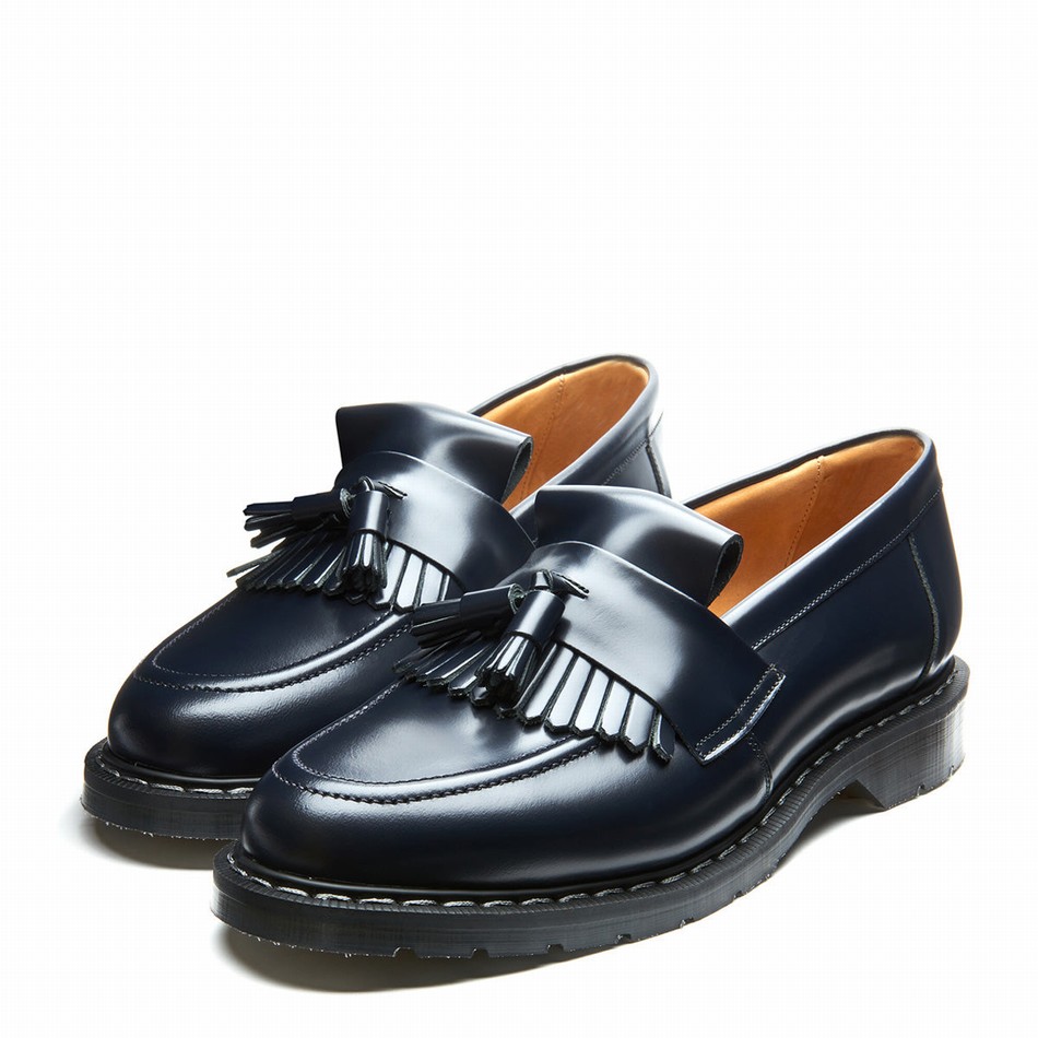 Solovair Hi-Shine Tassel Men Loafers Navy | S0-1022-NV-G-030