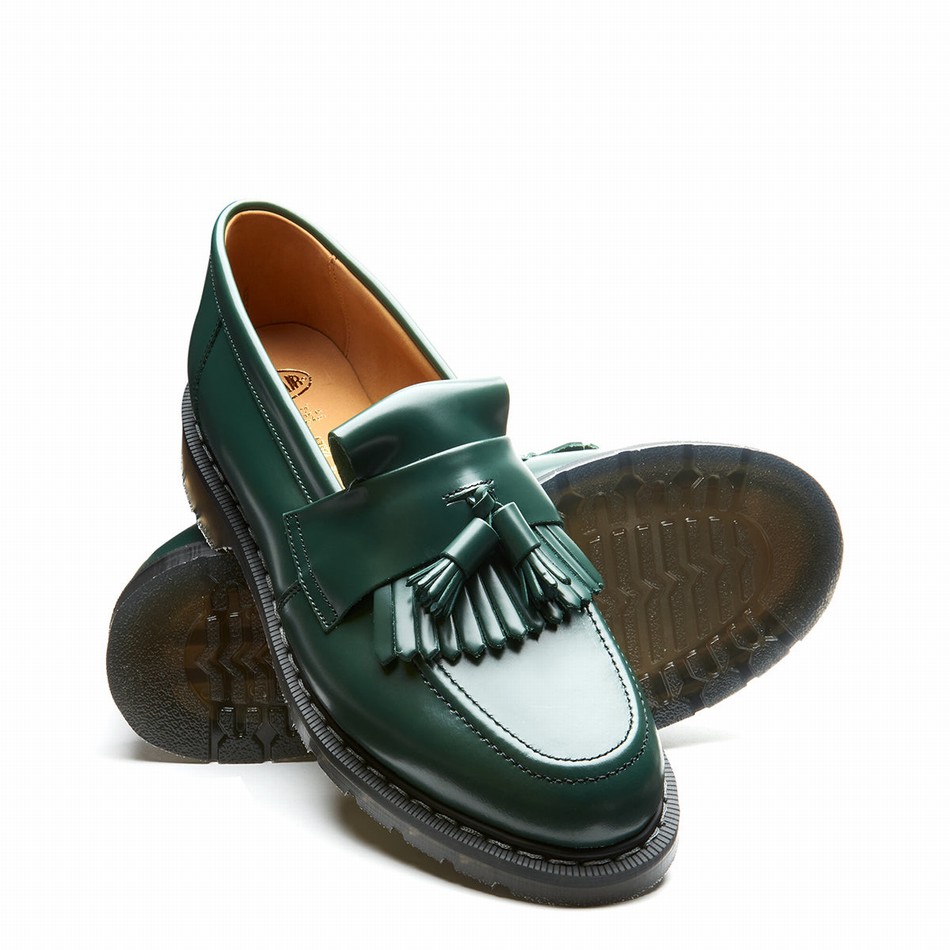 Solovair Hi-Shine Tassel Women Loafers Green | S0-1022-GN-G-030