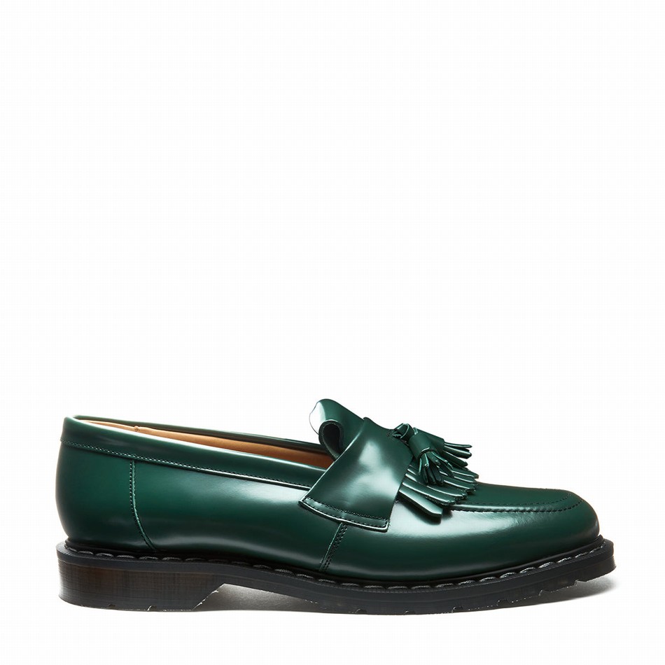 Solovair Hi-Shine Tassel Women Loafers Green | S0-1022-GN-G-030