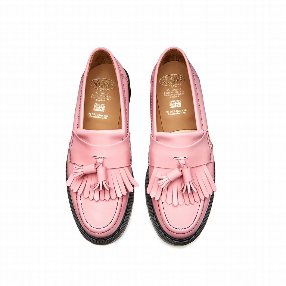 Solovair Hi-Shine Tassel Women Loafers Pink | S0-1022-PK-BL-G-090