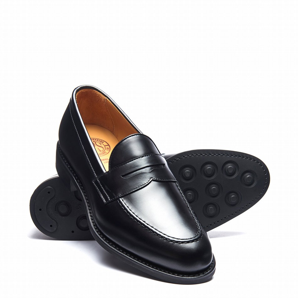 Solovair Hi Shine Penny Men Loafers Black | 970-025-060