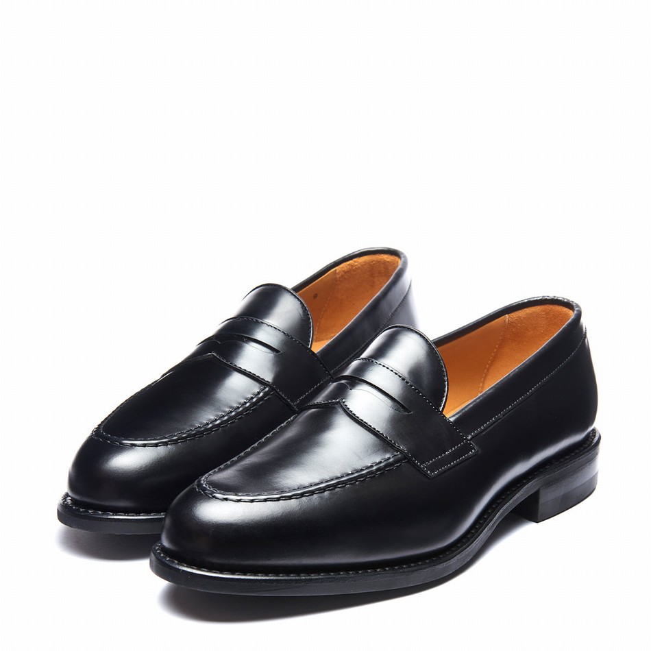 Solovair Hi Shine Penny Men Loafers Black | 970-025-060